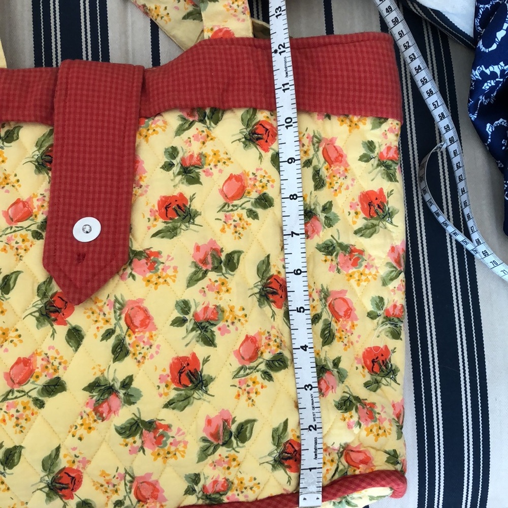 April Cornell for Silversti large yellow floral quilted fabric tote bag EUC - Picture 9 of 10